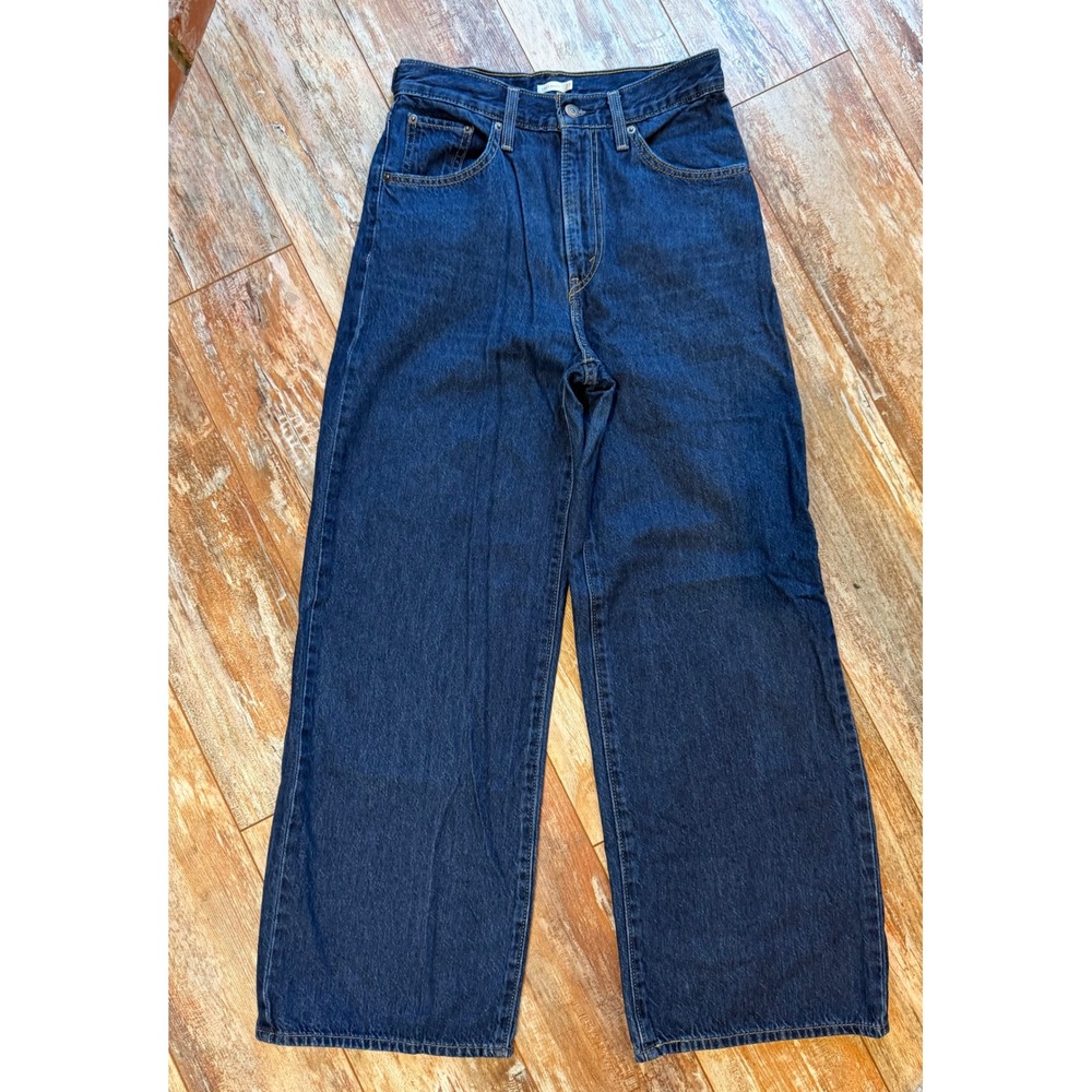 Levis Cinch Baggy Jeans Womens 27 Dark Wash High Rise Wide Leg Denim